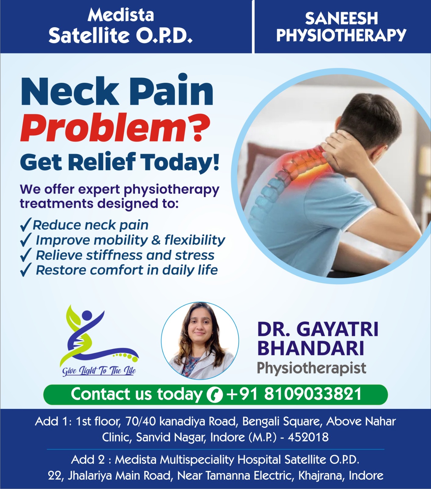 Physiotherapy Centre for Neck Pain Treatment in Indore 