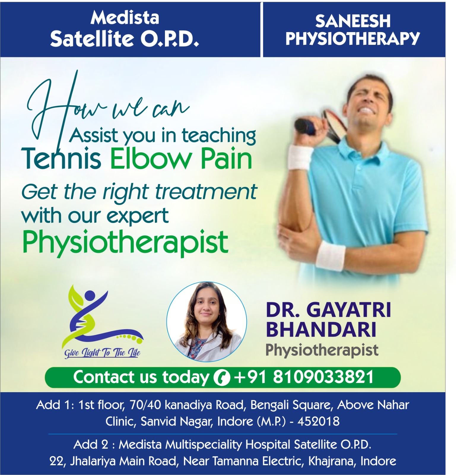 Best Physiotherapy Clinic for Elbow Pain in Bengali Square Indore